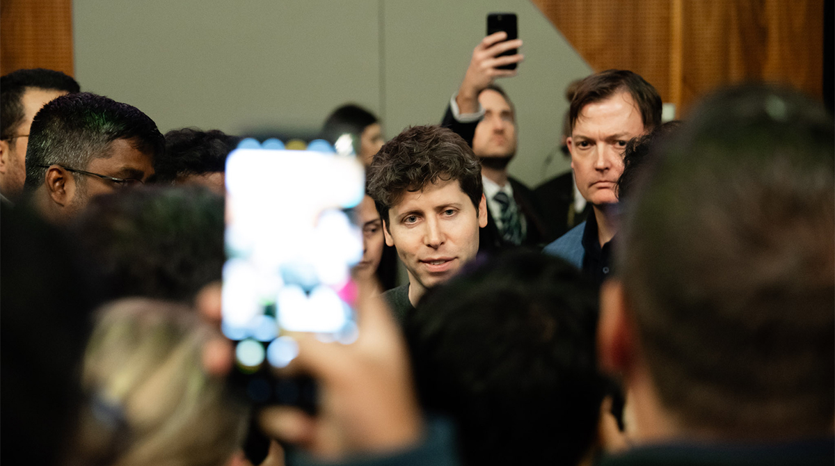OpenAI CEO Sam Altman with crowds