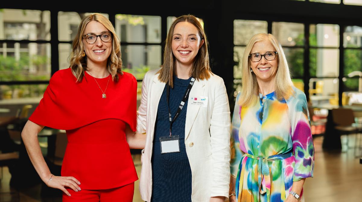 Australian HR Institute CEO Sarah McCann-Bartlett (right) with Nora Koslowski and Teagan Donnelly | Melbourne Business School